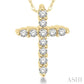 1/20 Ctw Round Cut Diamond Cross Petite Pendant in 14K Yellow Gold with Chain