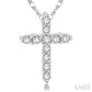 1/20 Ctw Round Cut Diamond Cross Petite Pendant in 10K White Gold with Chain