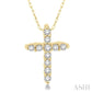 1/20 Ctw Round Cut Diamond Cross Petite Pendant in 10K Yellow Gold with Chain