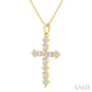 1/3 Ctw Floral Cross Fusion Baguette and Round Cut Diamond Fashion Pendant With Chain in 14K Yellow Gold