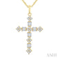 1/3 Ctw Floral Cross Fusion Baguette and Round Cut Diamond Fashion Pendant With Chain in 14K Yellow Gold