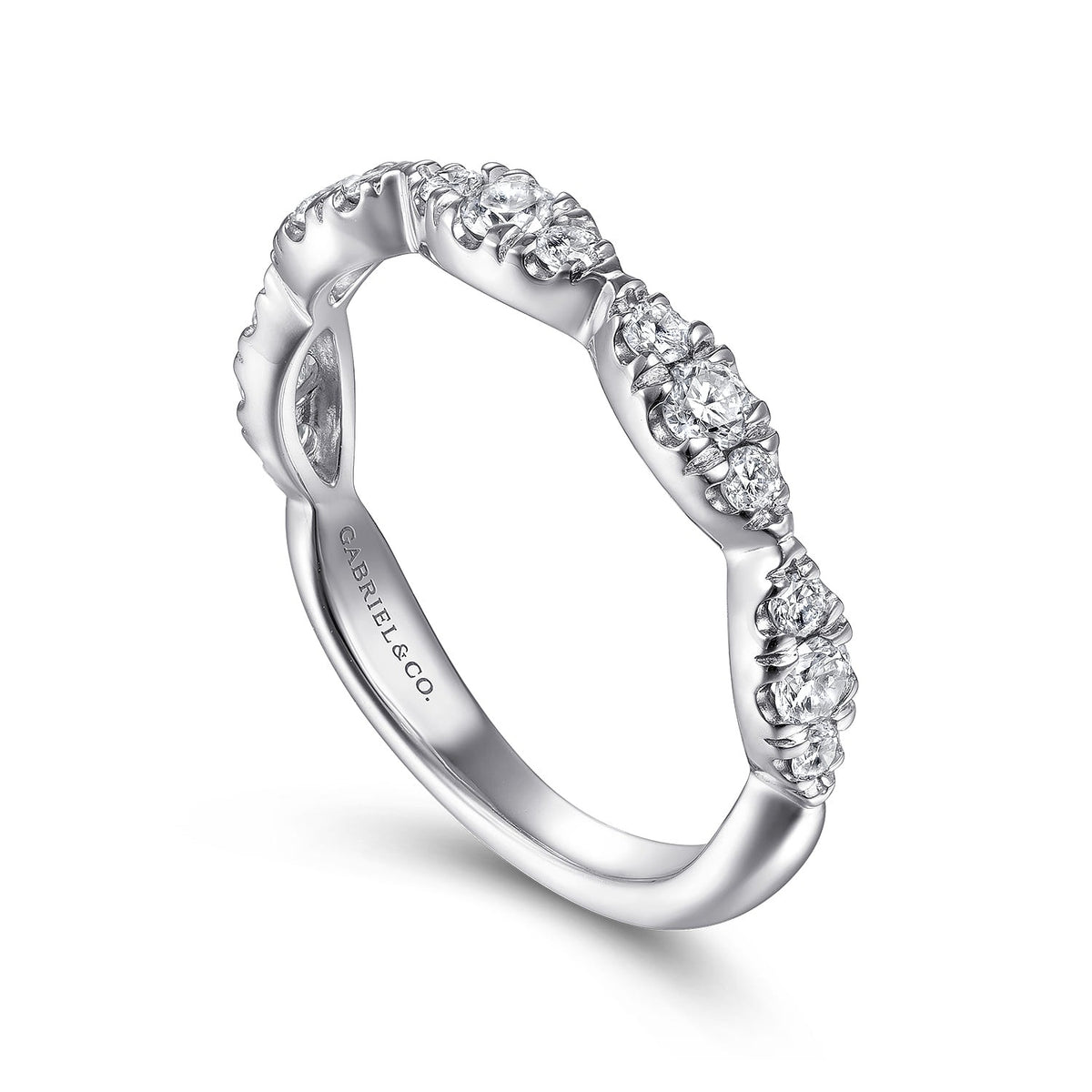 Gabriel & Co. 14K White Gold Diamond Cluster Marquis Station Ring .40CTW
