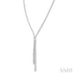 3 Ctw Split Y-Shape Baguette and Round Cut Diamond Lariat Necklace in 14K White Gold