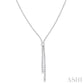 3 Ctw Split Y-Shape Baguette and Round Cut Diamond Lariat Necklace in 14K White Gold