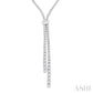 3 Ctw Split Y-Shape Baguette and Round Cut Diamond Lariat Necklace in 14K White Gold