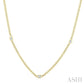 1/2 Ctw Bezel-Set Octagon Shape Round Cut Diamond Curb & Cuban Link Fashion Station Necklace in 14K Yellow Gold