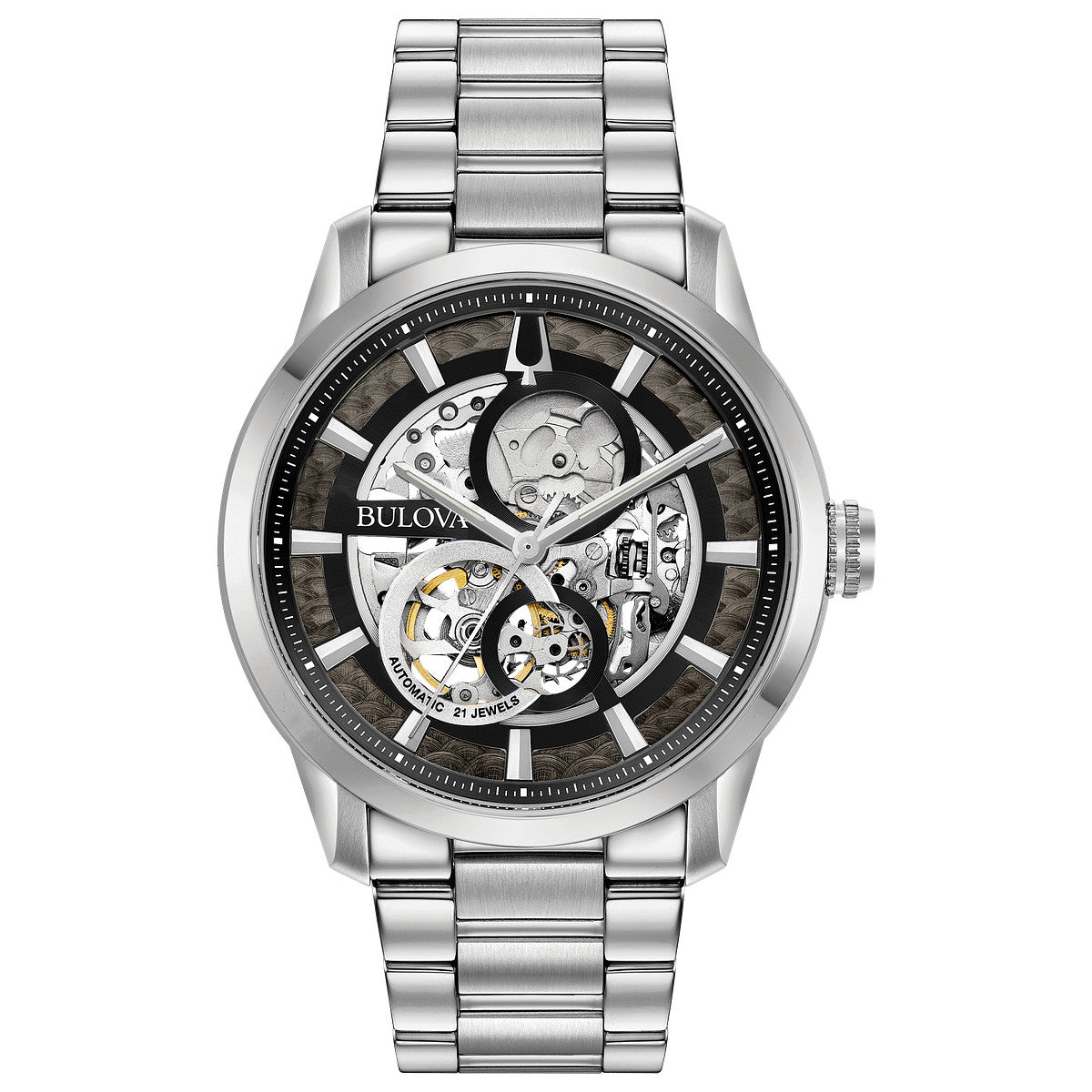 Bulova Sutton 96A208, 43mm black dial stainless steel, Mens