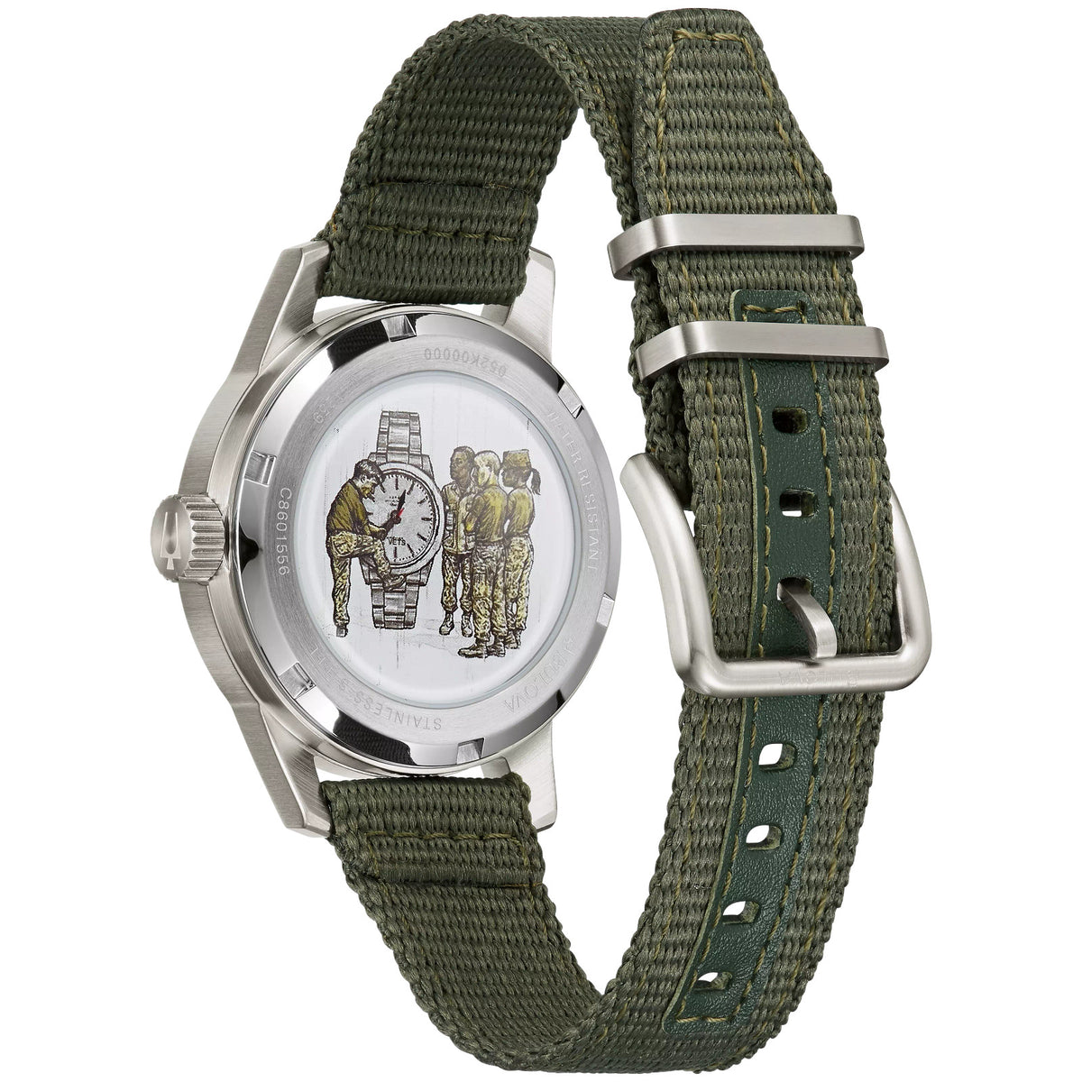 Bulova Black Dial Nylon Strap Hack Watch 96A259 96A259