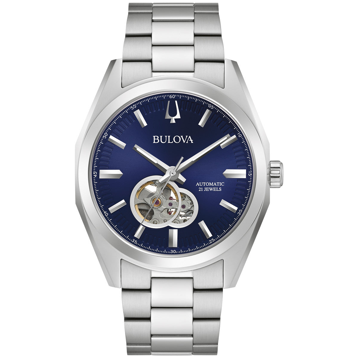 Bulova Surveyor 96A275, 42mm blue dial stainless steel, Mens