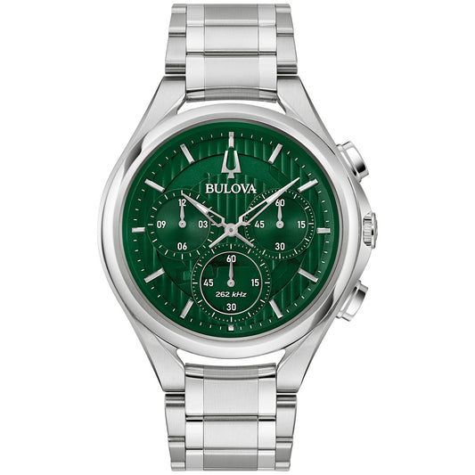 Bulova Curv 96A297, 44mm green dial stainless steel, Mens