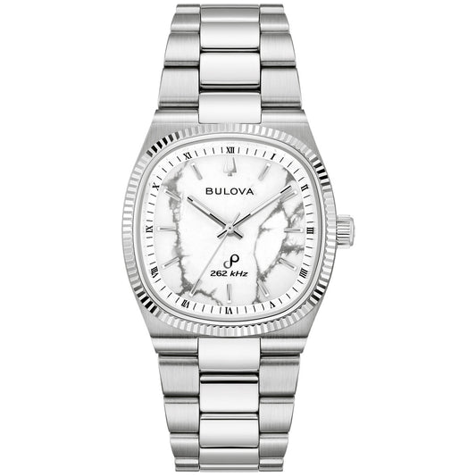 Bulova Super Seville 96A344, 35mm white dial stainless steel, Mens