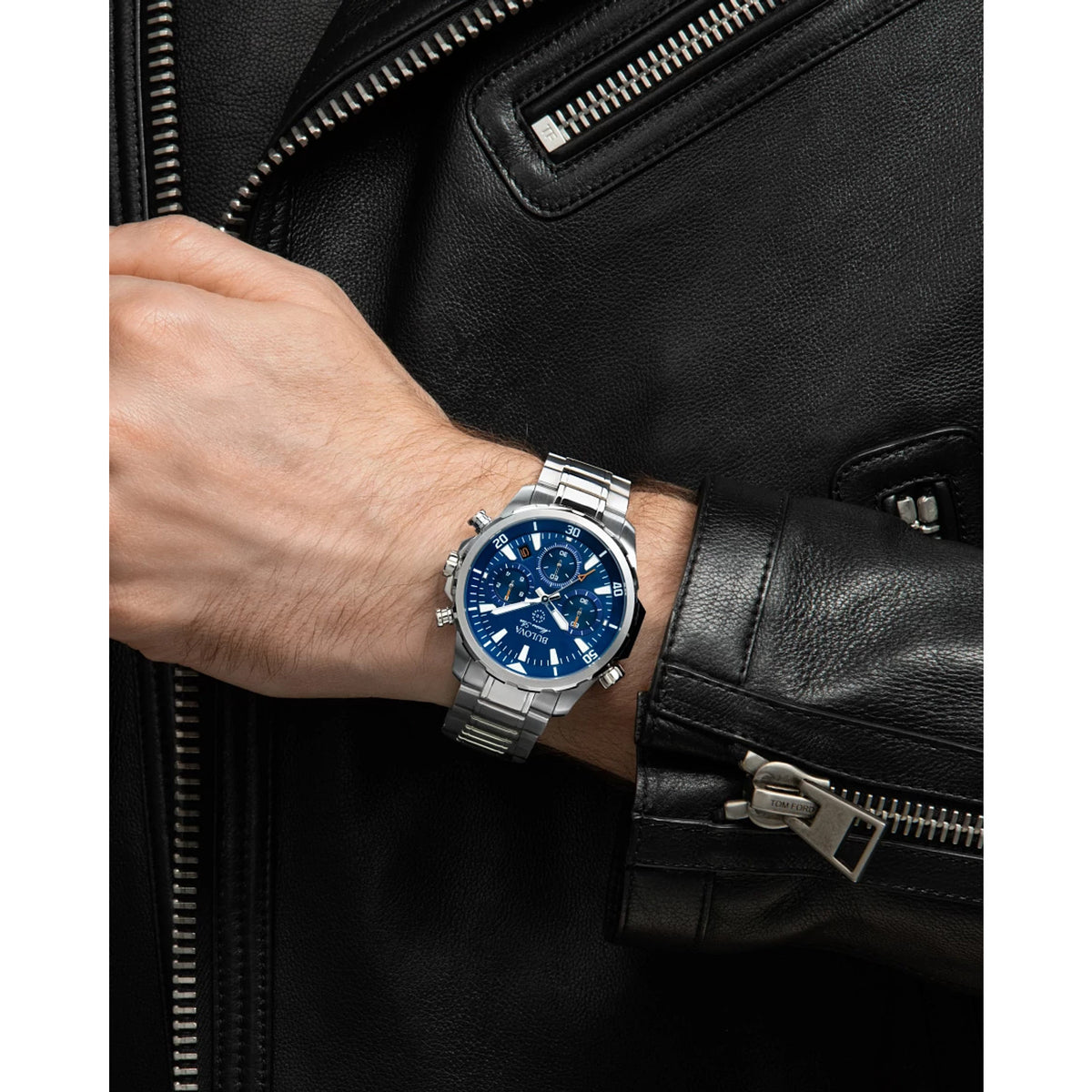 Bulova Mens Blue Dial Mrine Star 96b256 96B256