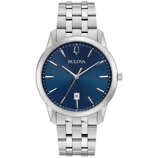 Bulova Sutton 96B338, 40mm blue dial stainless steel, Mens
