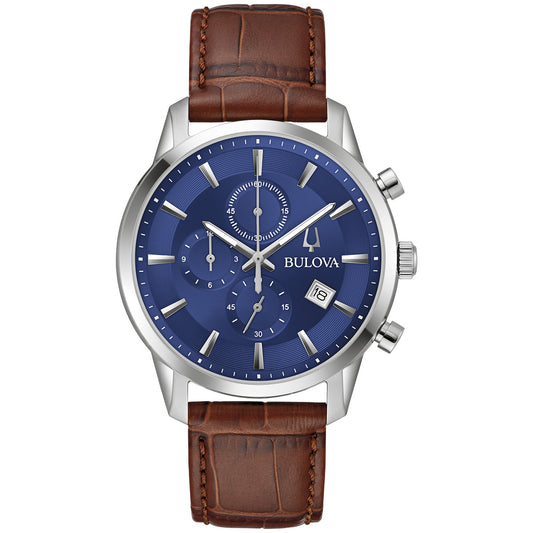 Bulova Sutton 96B402, 41mm blue dial stainless steel, Mens