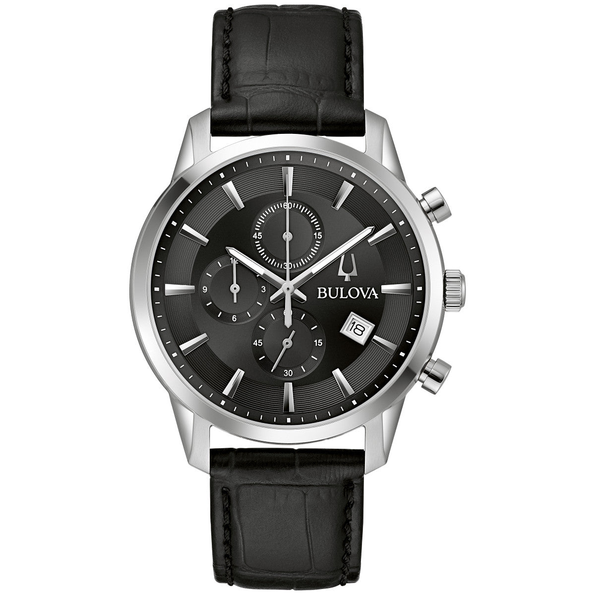Bulova Sutton 96B403, 41mm black dial stainless steel, Mens