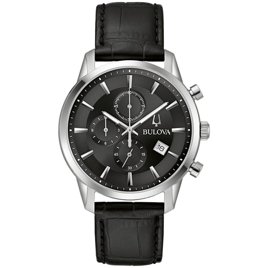 Bulova Sutton 96B403, 41mm black dial stainless steel, Mens