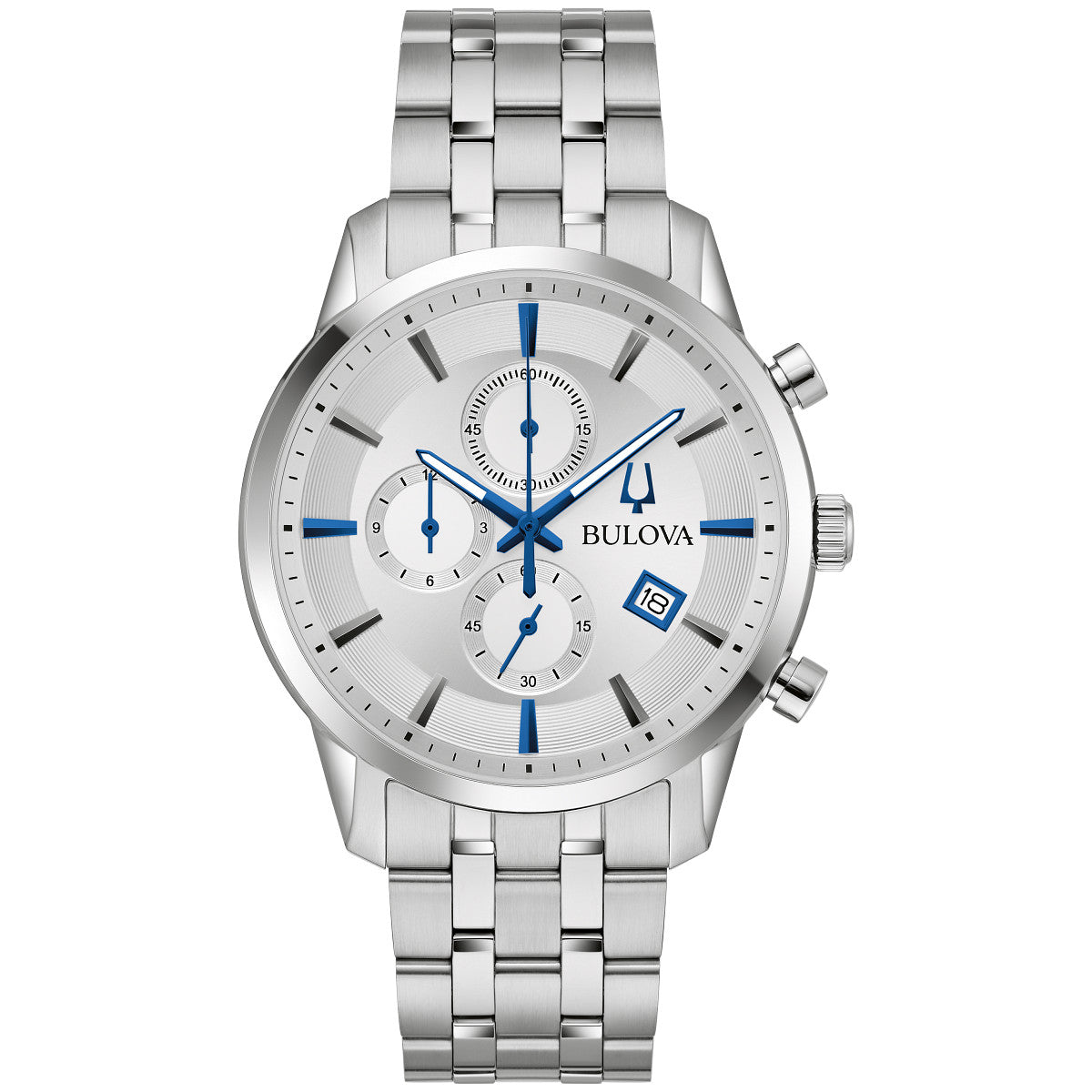 Bulova Sutton 96B404, 41mm silver dial stainless steel, Mens