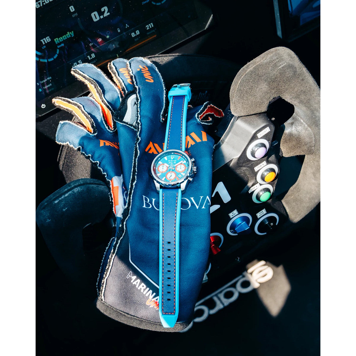 Bulova Marine Star 96B460, 41mm blue dial stainless steel, Mens