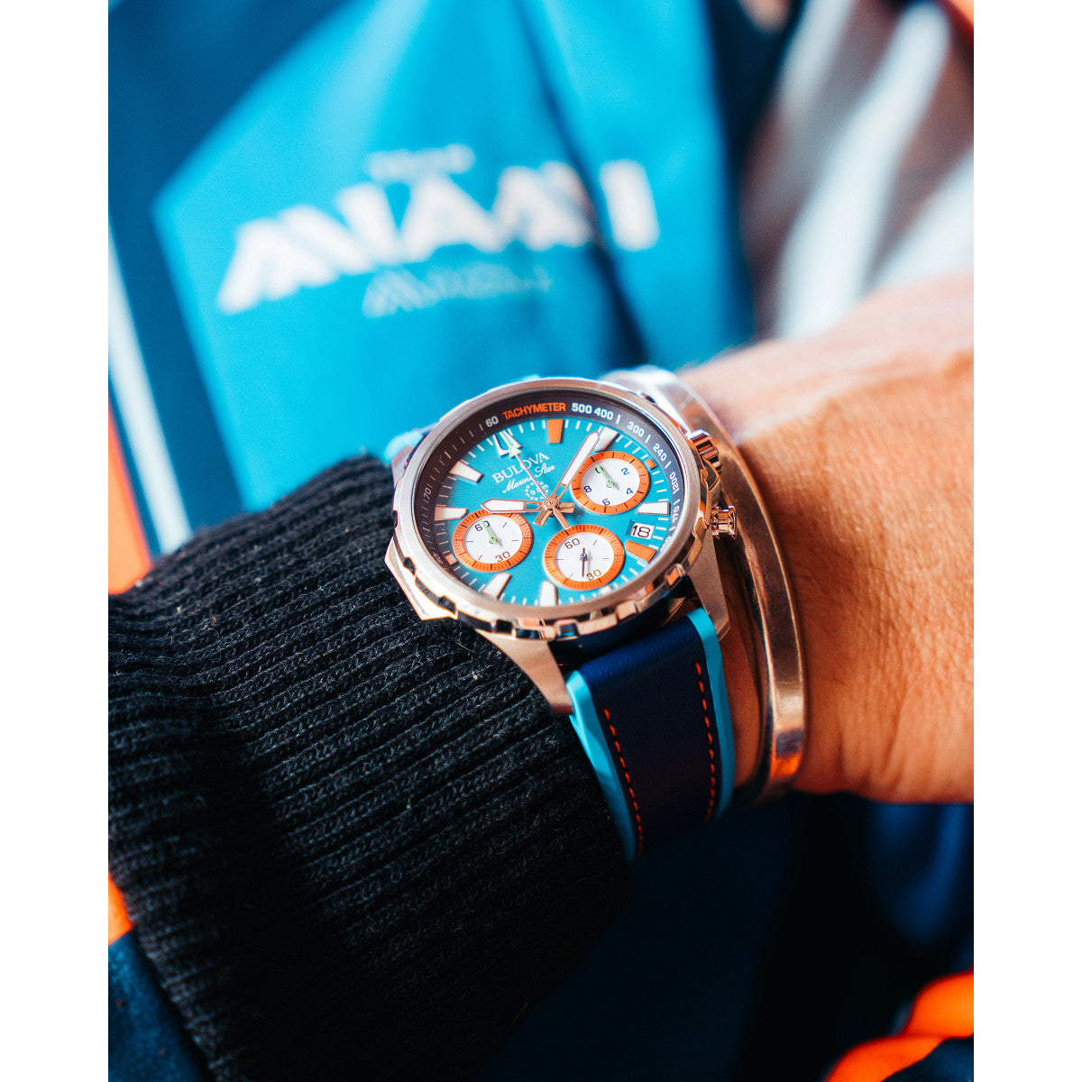Bulova Marine Star 96B460, 41mm blue dial stainless steel, Mens