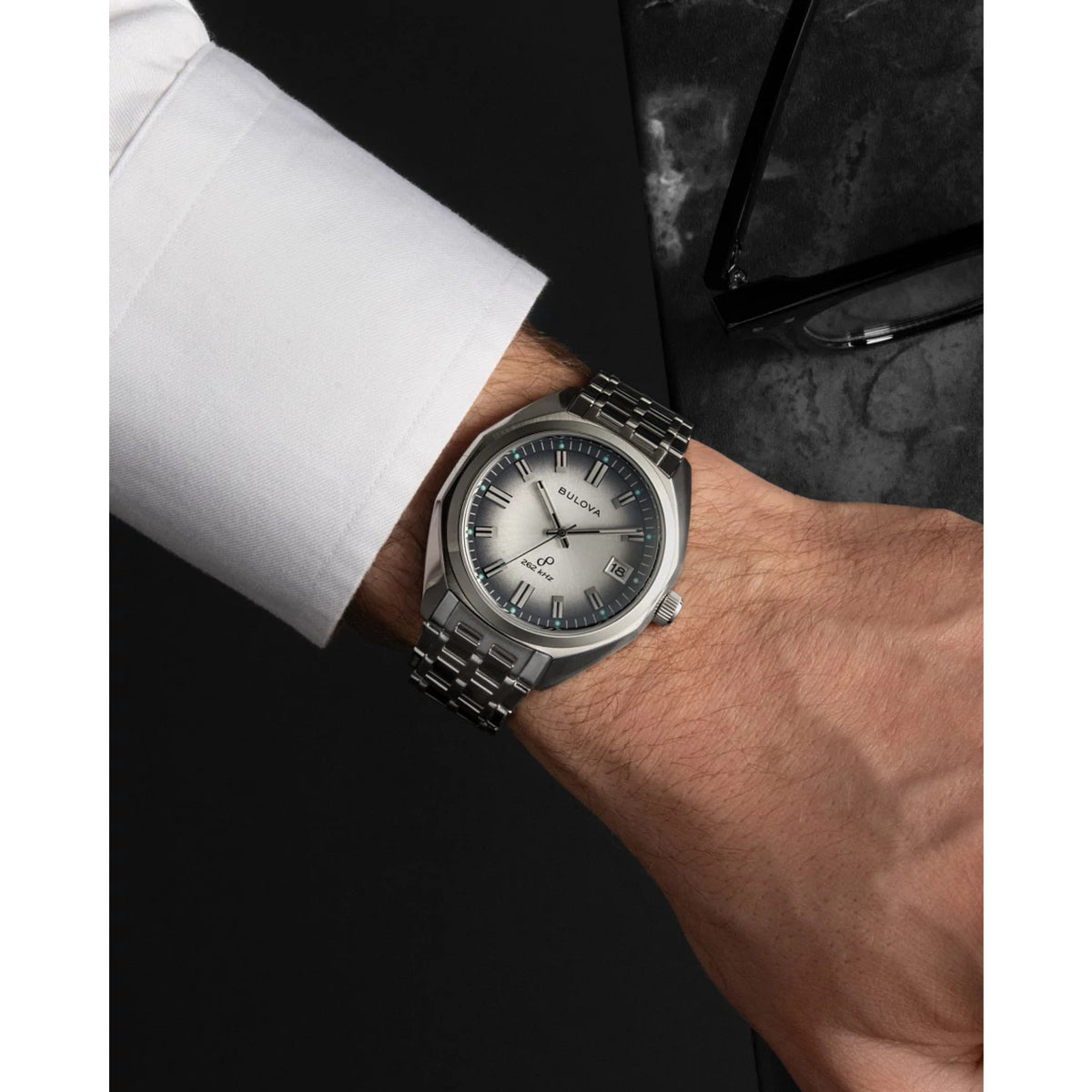 Bulova Gray Dial Stainless Steel Bracelet Jet Star 96B472 96B472