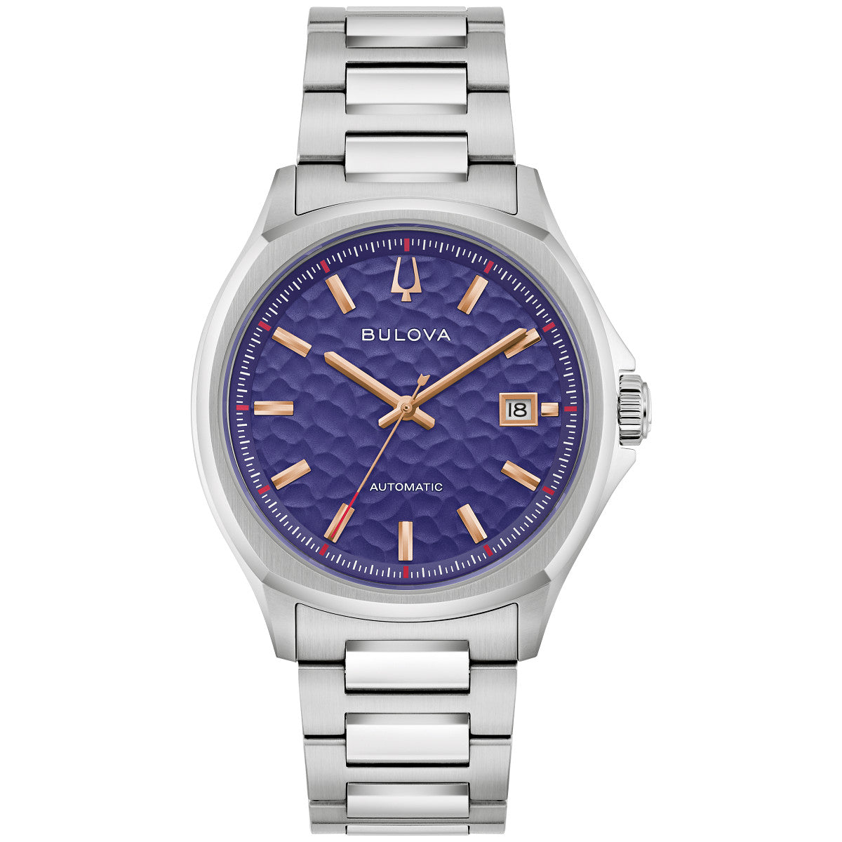 Bulova NYC 96B484, 39mm purple dial stainless steel, Mens