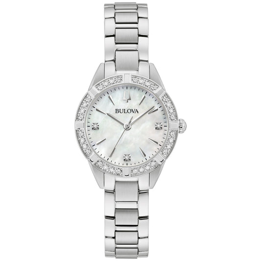 Bulova Sutton 96R253, 28mm mother-of-pearl dial stainless steel, Ladies