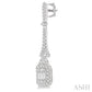 5/8 Ctw Long Baguette & Round Cut Diamond Earrings in 14K White Gold