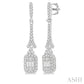 5/8 Ctw Long Baguette & Round Cut Diamond Earrings in 14K White Gold