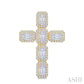 1 1/2 Ctw Cross Fusion Baguette and Round Cut Diamond Fashion Pendant in 14K Yellow and White Gold