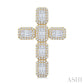 1 1/2 Ctw Cross Fusion Baguette and Round Cut Diamond Fashion Pendant in 14K Yellow and White Gold