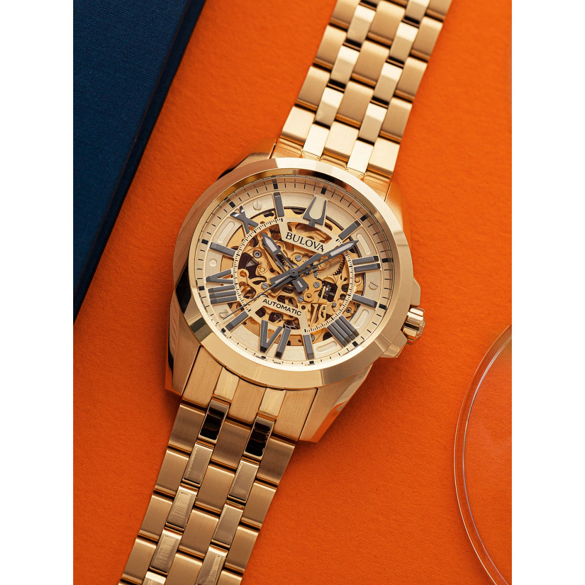 Bulova Sutton 97A162, 43mm gold dial stainless steel, Mens