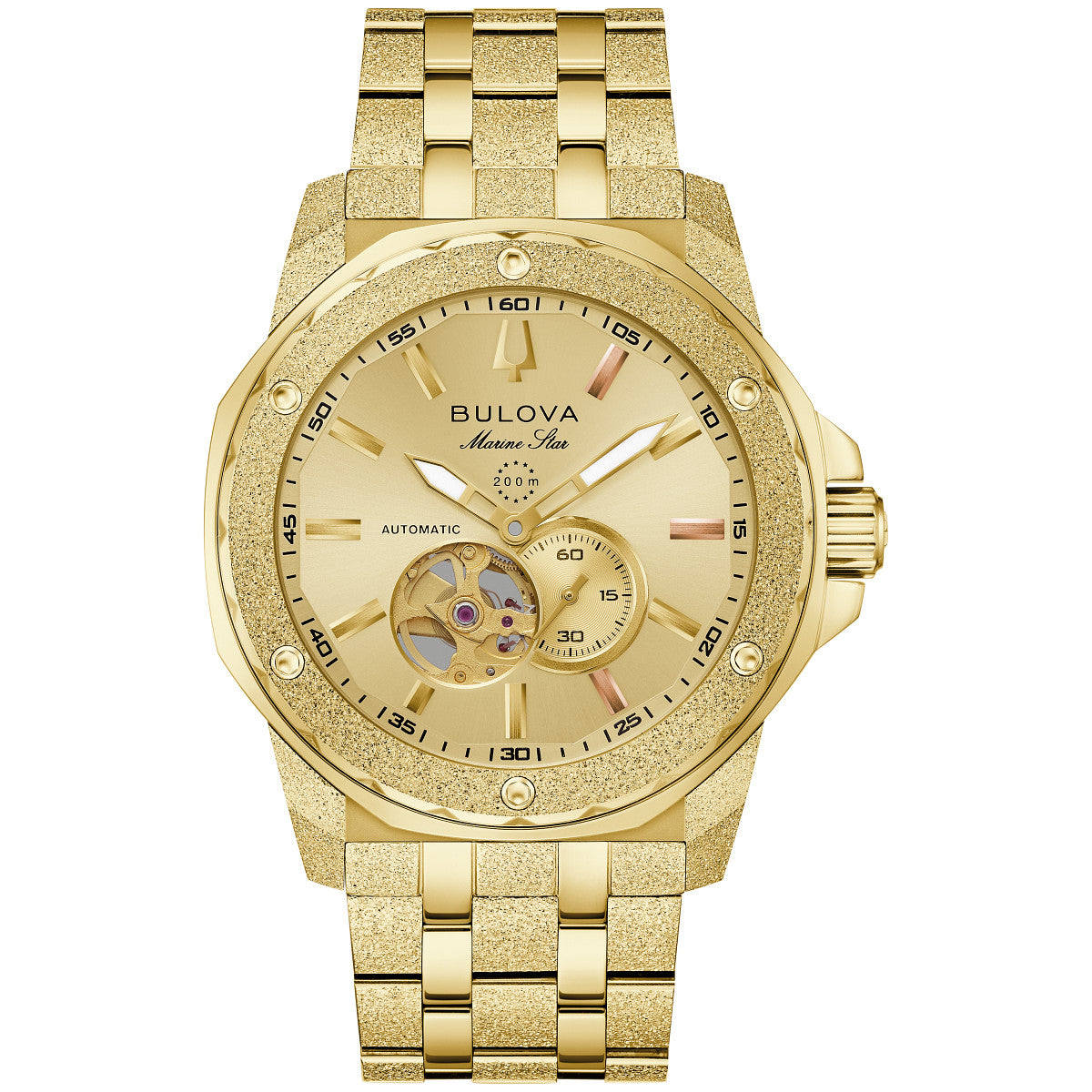 Bulova Marine Star 97A200, 44mm gold-tone dial stainless steel, Mens