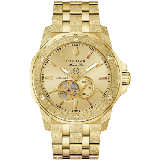 Bulova Marine Star 97A200, 44mm gold-tone dial stainless steel, Mens