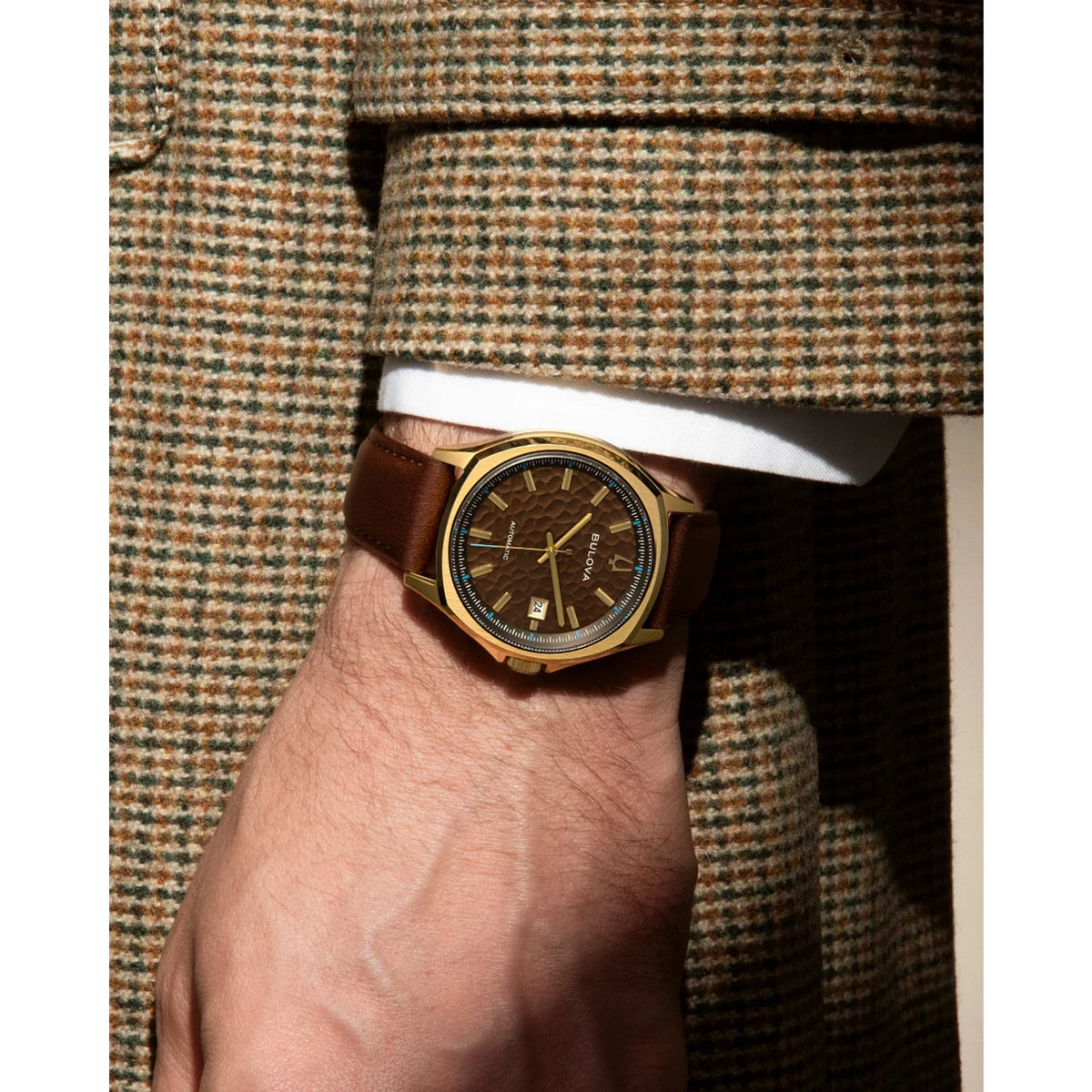 Bulova NYC 97B244 39mm Brown Dial Stainless Steel Strap 97B244