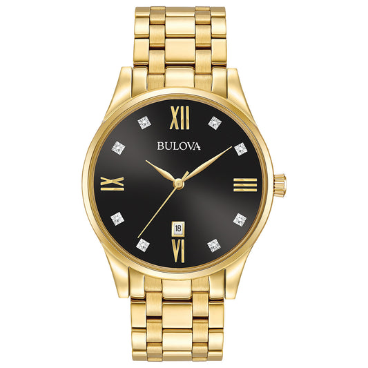Bulova Sutton 97D108, 40mm black dial stainless steel, Mens