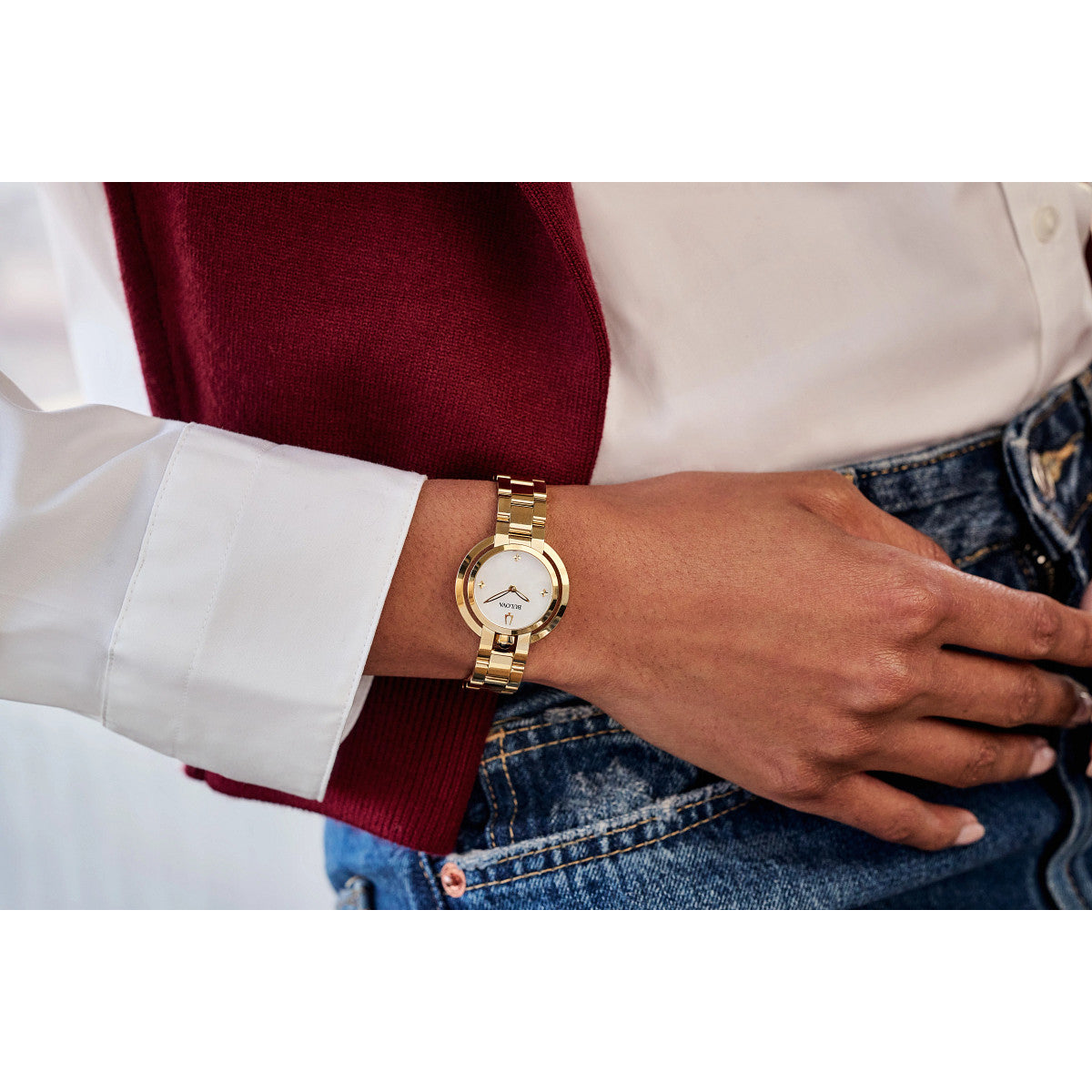 Bulova Rubaiyat 97L181, 30mm mother-of-pearl dial stainless steel, Ladies