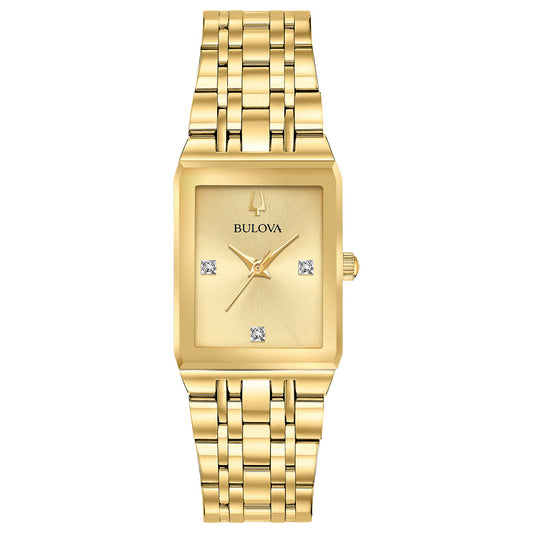 Bulova Quadra 97P140, 20.5mm champagne dial stainless steel, Ladies