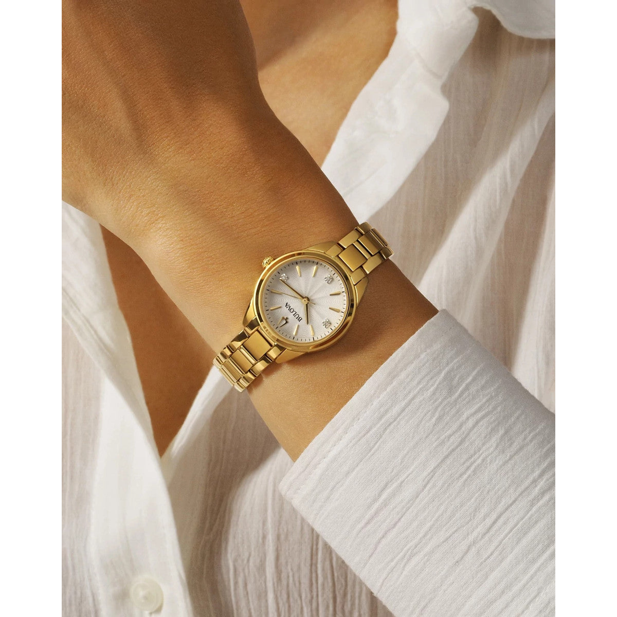Bulova Sutton 97P150, 28mm white dial stainless steel, Ladies