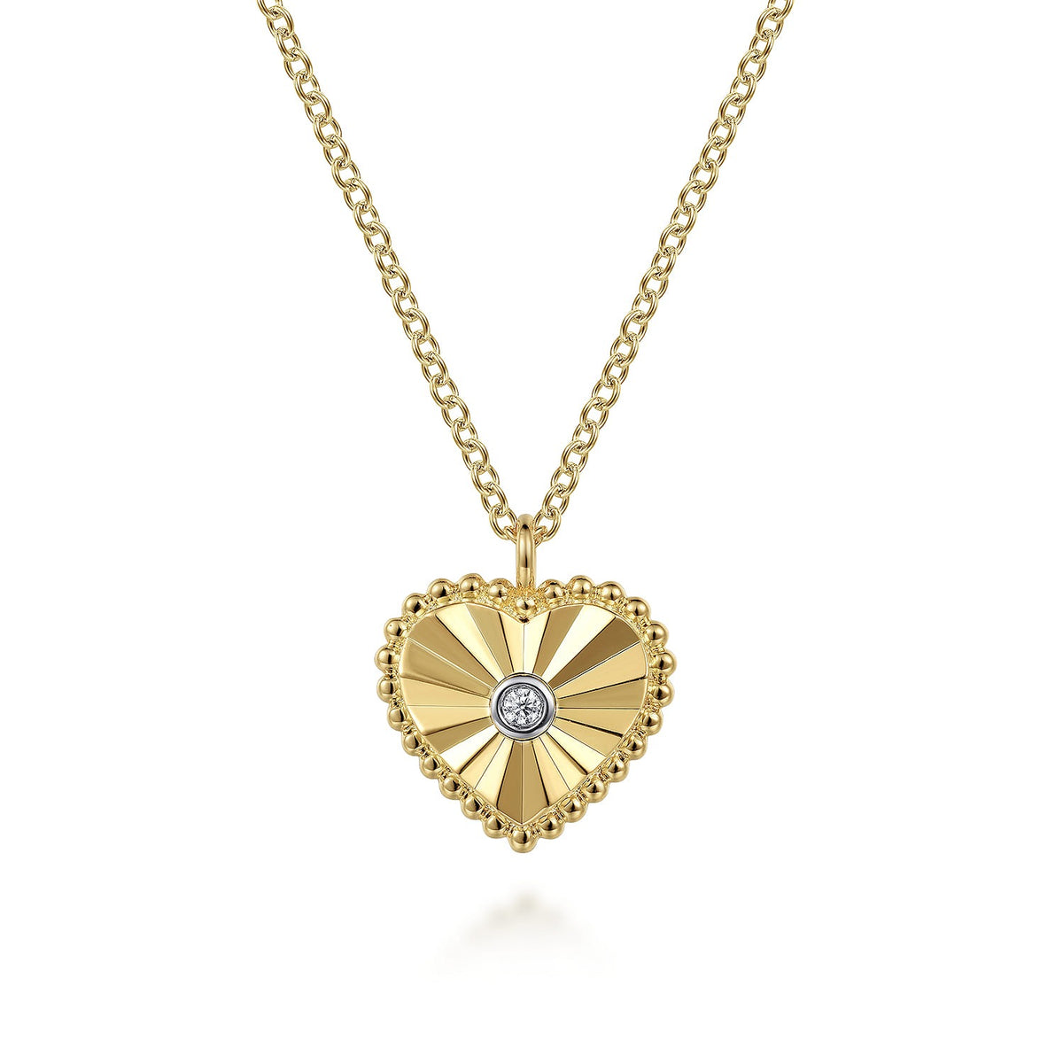Gabriel & Co. Diamond Cut - 14K White And Yellow Gold Diamond And Heart Pendant Necklace .01CTW