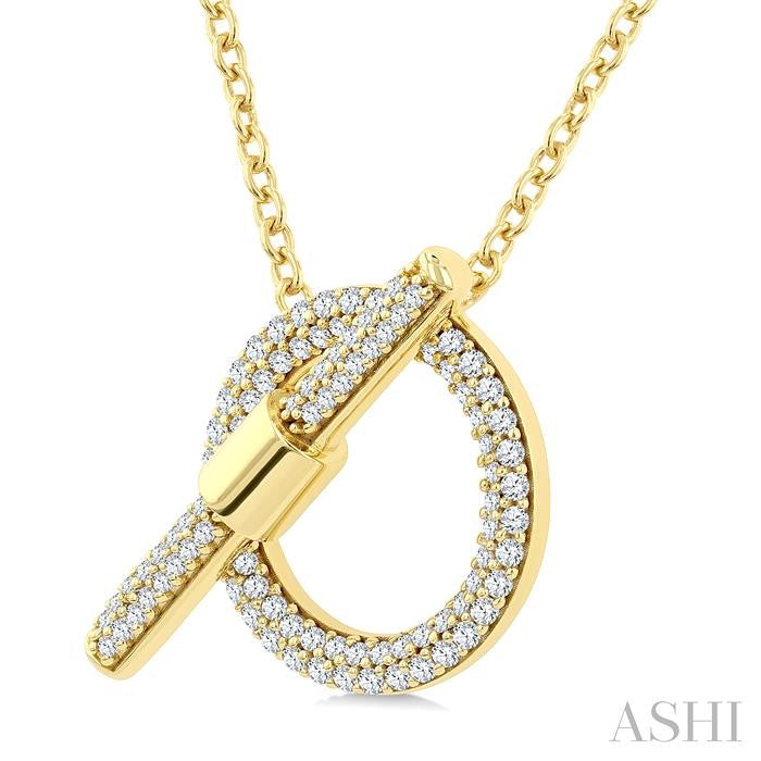 1/2 Ctw Circle Toggle Round Cut Diamond Fashion Necklace in 14K Yellow Gold