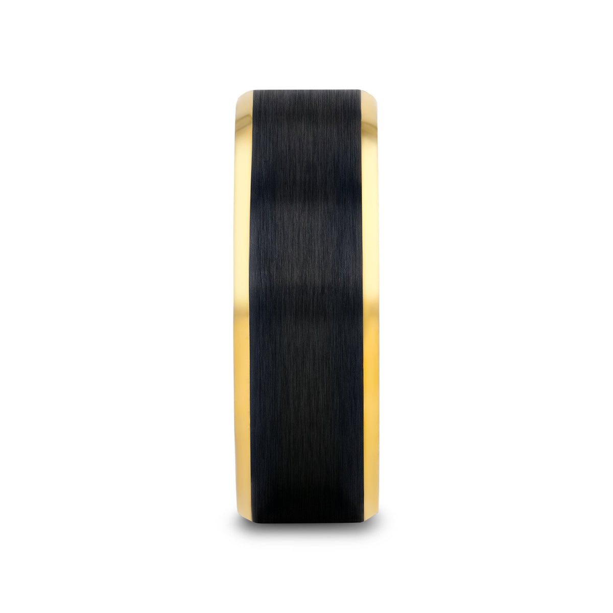 BEAUMONT Gold Plated Titanium Polished Beveled Ring with Brushed Black Center - 8mm