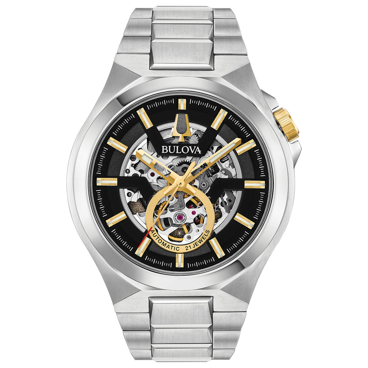 Bulova Maquina 98A224, 46mm black dial stainless steel, Mens