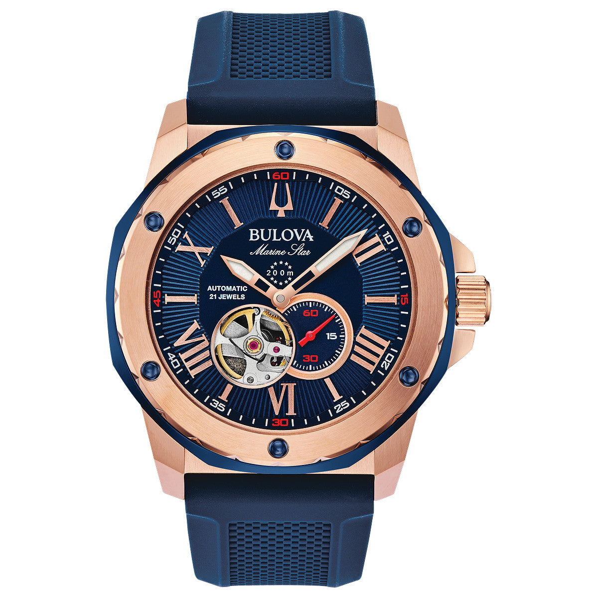 Bulova Marine Star 98A227, 44mm blue dial stainless steel, Mens