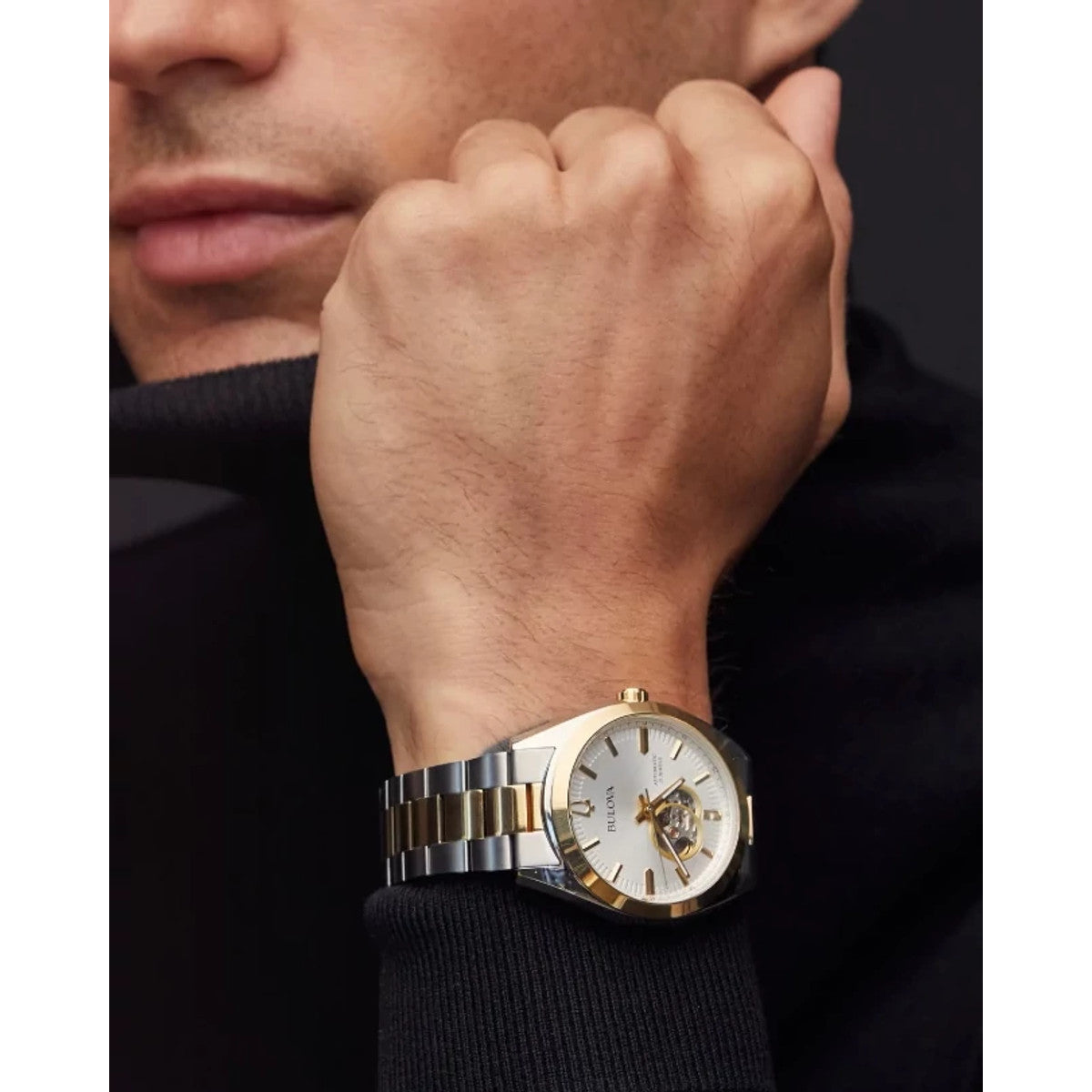 Bulova Surveyor 98A284, 42mm silver dial stainless steel, Mens