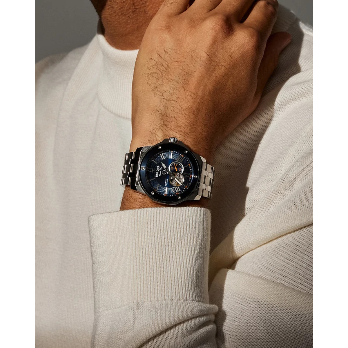 Bulova Marine Star 98A302, 45mm blue dial stainless steel, Mens