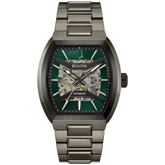Bulova Maquina 98A321, 40mm black dial stainless steel, Mens