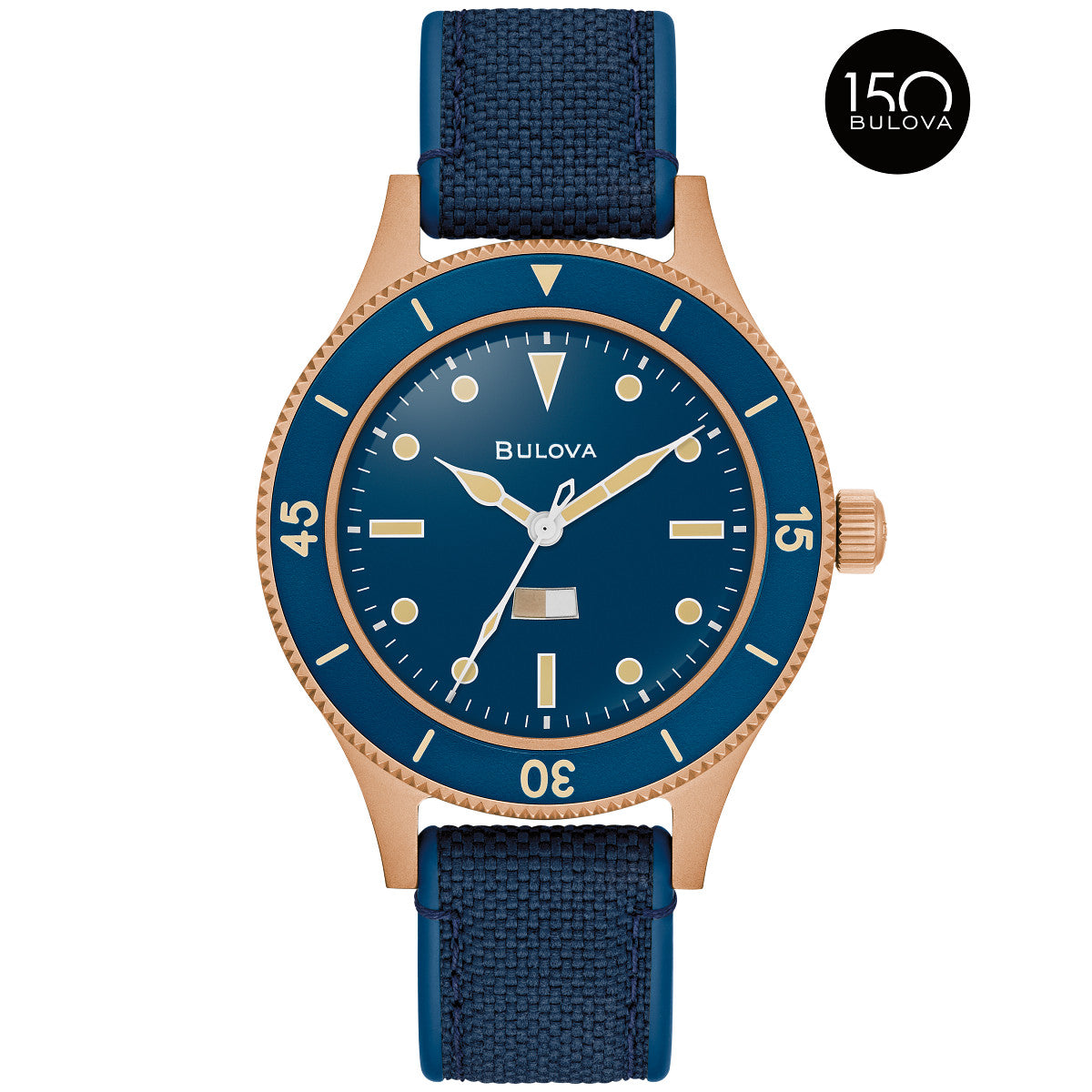 Bulova Archive 98A325, 18mm blue dial bronze #cusn8, Mens