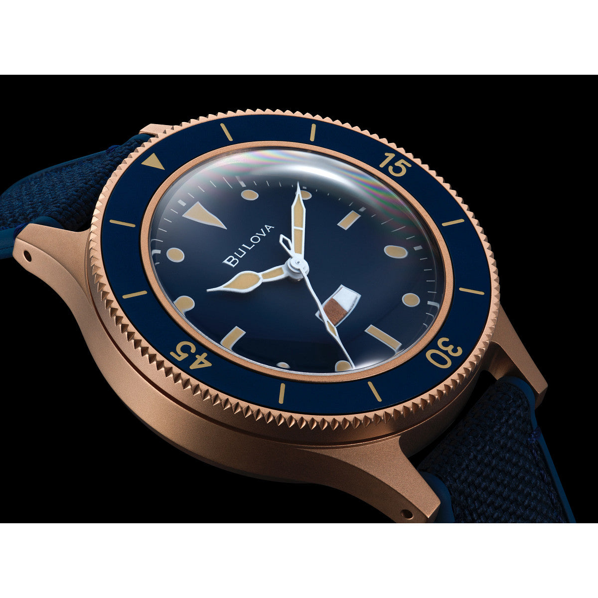 Bulova Archive 98A325, 18mm blue dial bronze #cusn8, Mens