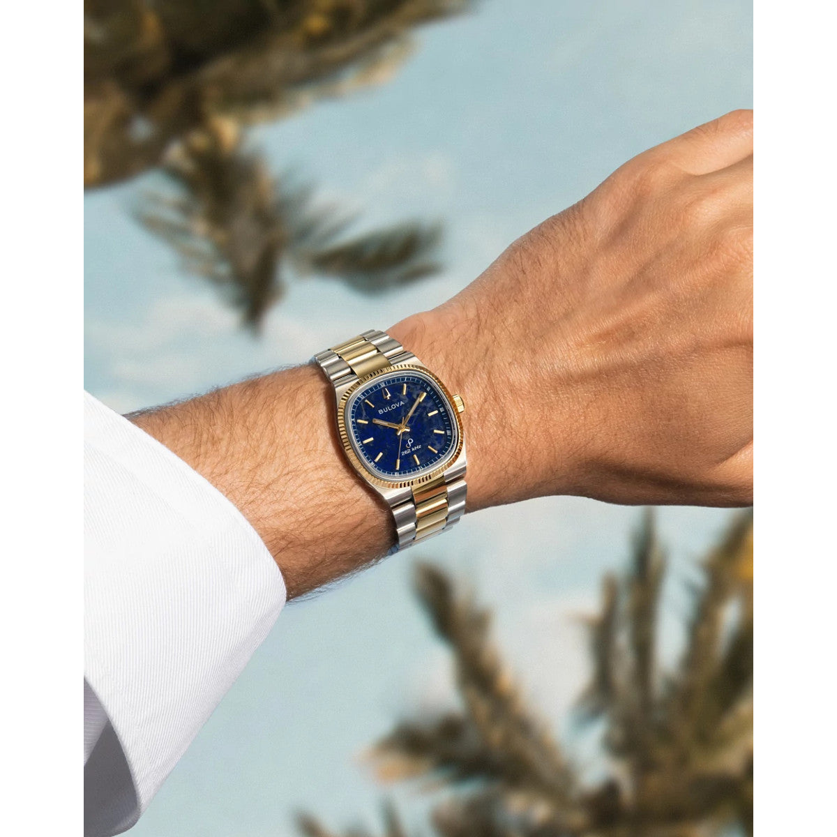 Bulova Super Seville 98A337, 35mm blue dial stainless steel, Mens