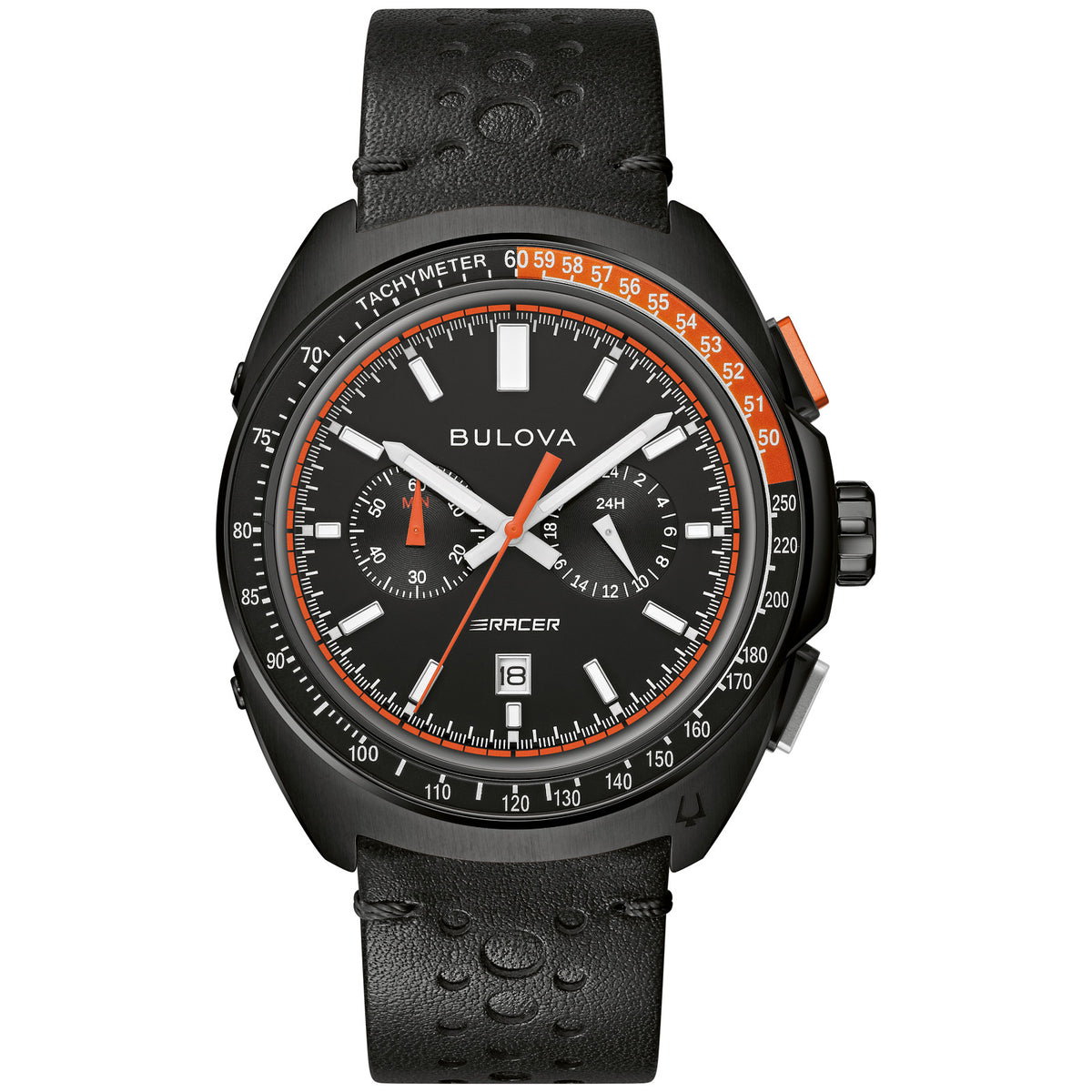 Bulova Black Dial Leather Strap Racer Chronograph 98B428 98B428